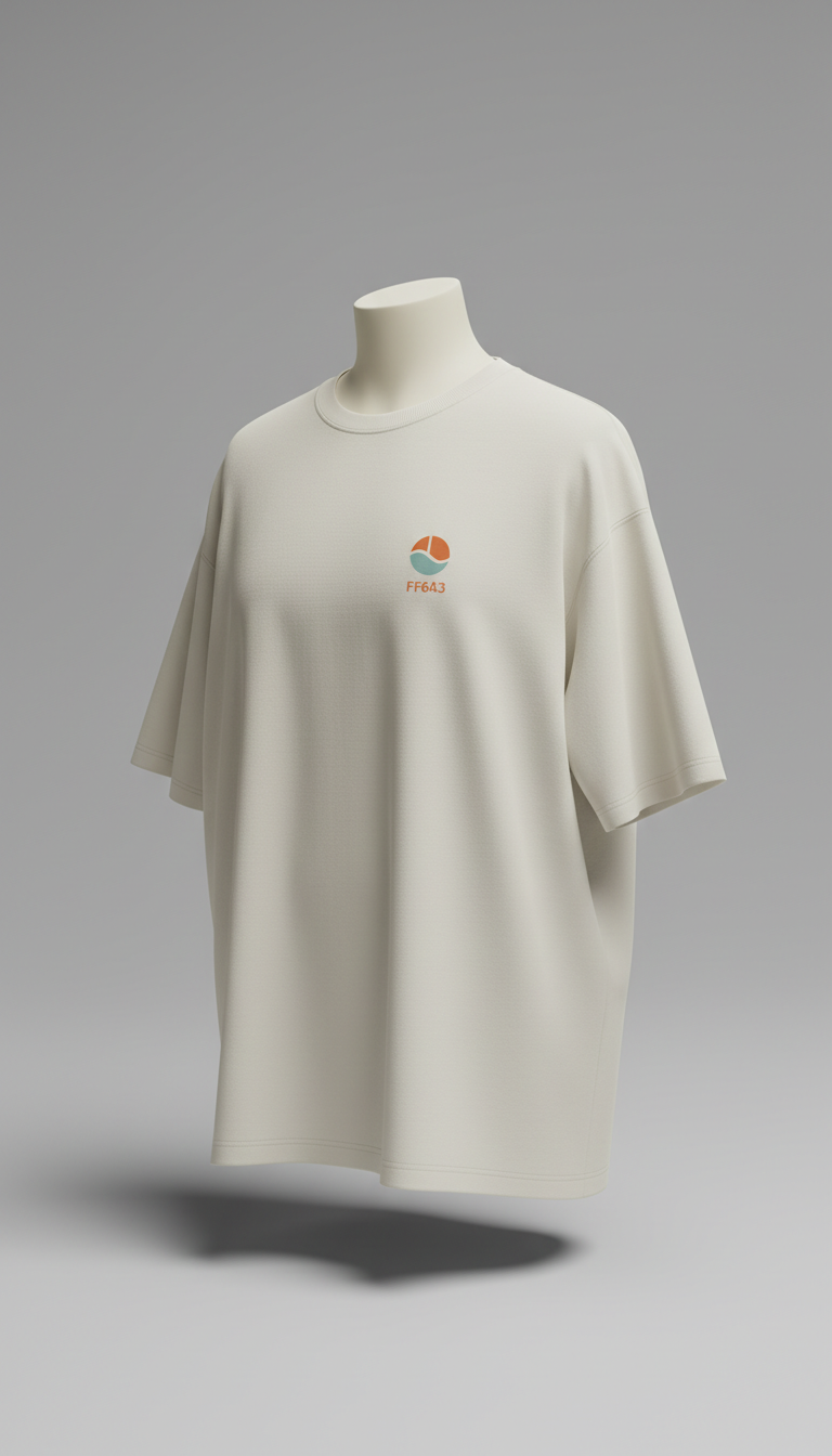 Playera oversized marfil luz con logo minimalista en pecho