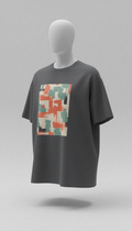 Playera oversized negro asfalto con print gráfico