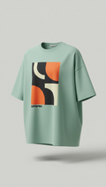 Playera oversized menta pastel con detalle frontal audaz